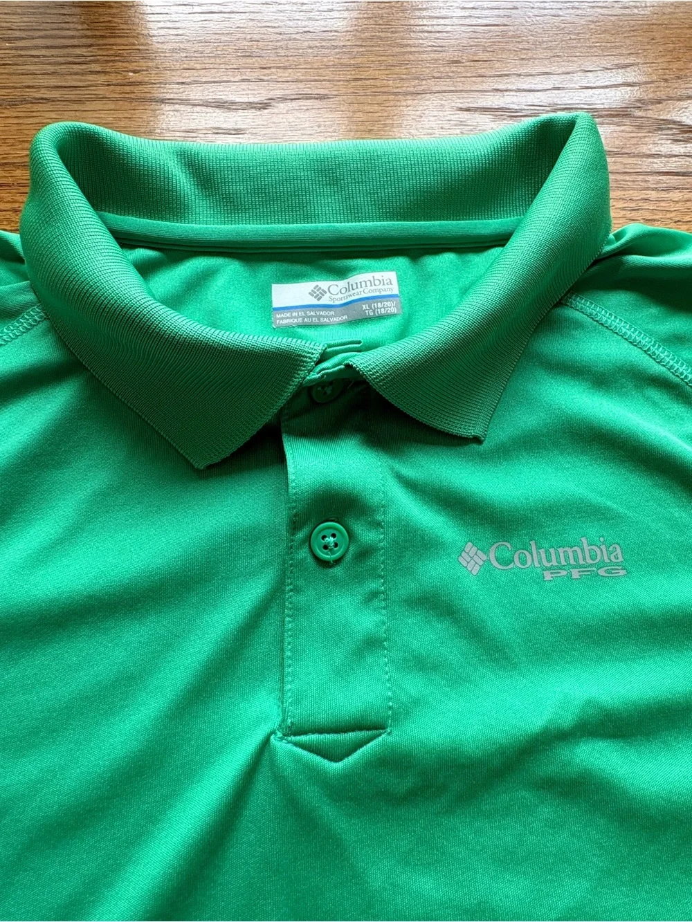 Columbia PFG Boy’s XL (18/20) Green 100% Polyester short sleeve Polo Shirt